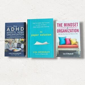 Lisa‎ Woodruff Lot of 3 Books Paper Solution ADHD Home Organization Mindset 365